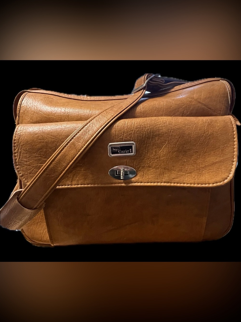Sears Courier II by Samsonite Vintage Leather Messenger Bag with Turnlock 1960’s